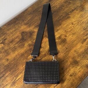 Cher Black Silver Studded Real Leather Handbag